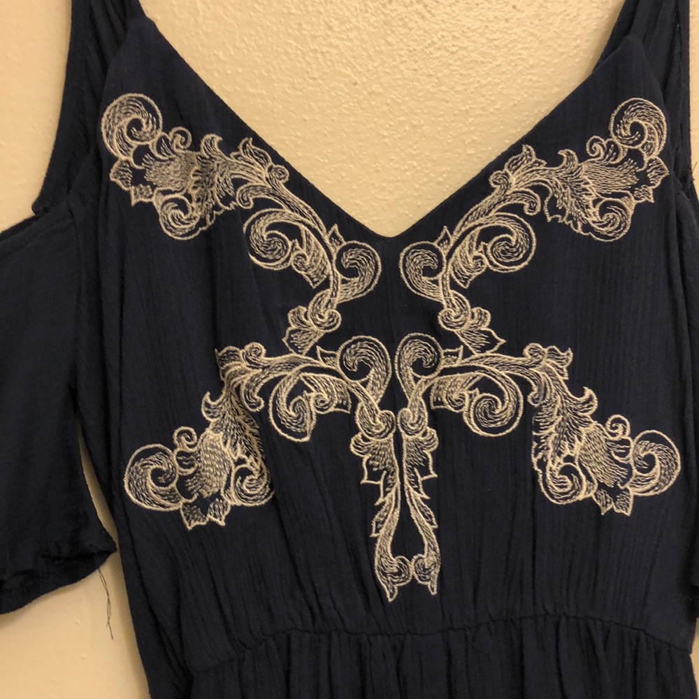 Precious Embroidered Navy Romper